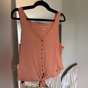 American Eagle Outfitters Pink Tie Front Tank Top